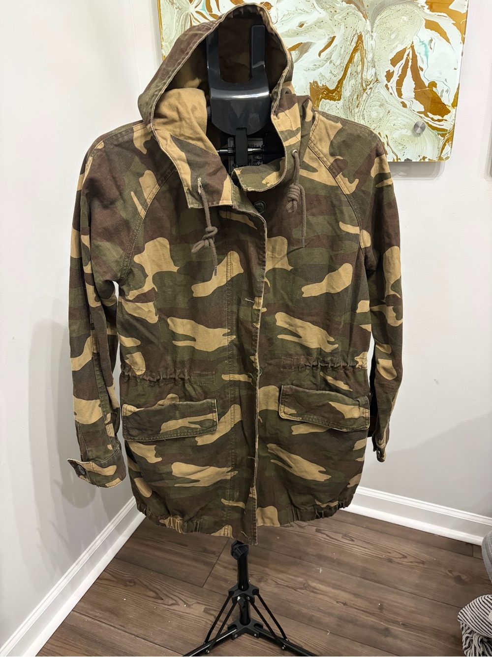 Levi's Camo Cotton Canvas Hooded Utility Parka Jacket Medium